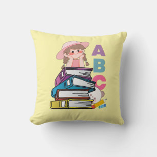 Cute ABC-boeken meisjesworp kussen
