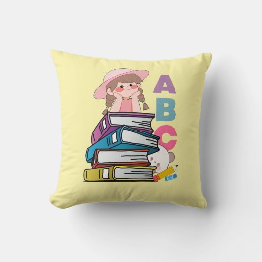 Cute ABC-boeken meisjesworp kussen (Voorkant)