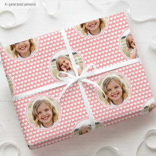 Cute Abrikozen Roze Hartjes Kinderen Verjaardag Fo Cadeaupapier