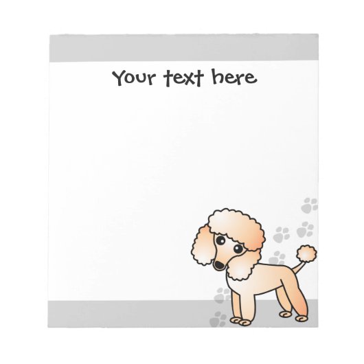 Cute Abriot Podle Cartoon Gray Paw Print Notitieblok (Voorkant)