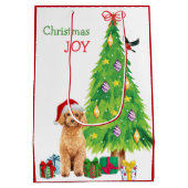 Cute Abriot Poodle Santa Hat en kerstboom Medium Cadeauzakje (Achterkant)