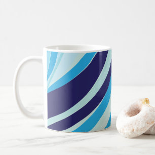 Cute Abstract Blauwe Diagonale Streep Koffiemok