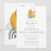 Cute Abstract Boho Art in Geel Baby shower Kaart (Voorkant / Achterkant)