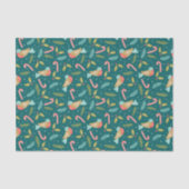 Cute Abstract Christmas Bird w/ Candy Cane Pattern Tissuepapier (Voorkant)