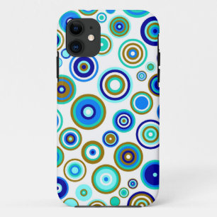 Cute Abstract Circles Patroon Blauwe Limoen Aqua iPhone 11 Hoesje