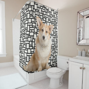 Cute Abstract Corgi Pattern Douchegordijn