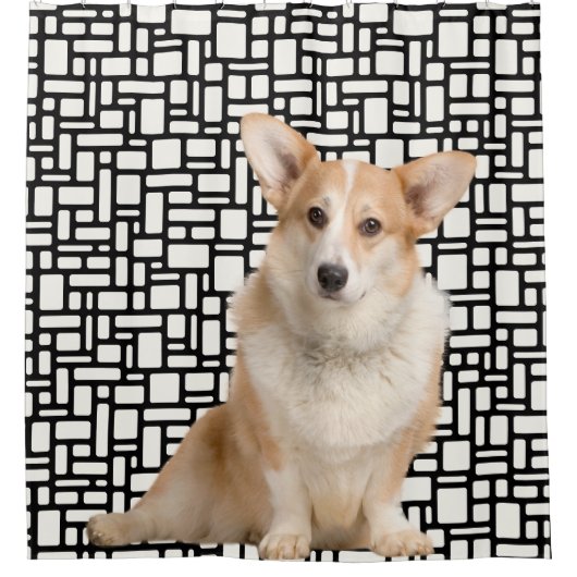 Cute Abstract Corgi Pattern Douchegordijn (Voorkant)
