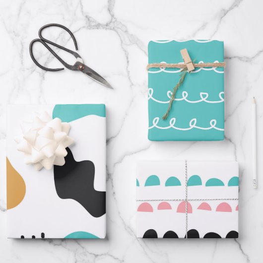 Cute Abstract Doodel Strepen Stenen Inpakpapier Vel (Voorkant)