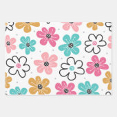 Cute Abstract Doodle Bloem Strepen Inpakpapier Vel (Voorkant)