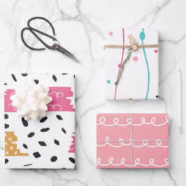 Cute Abstract Doodle Strepen Streken Inpakpapier Vel