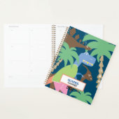 Cute Abstract Jurrasic Dino Dinosaur Kinder Blue Planner (Display)