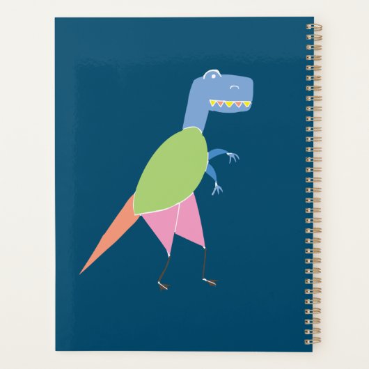 Cute Abstract Jurrasic Dino Dinosaur Kinder Blue Planner (Achterkant)
