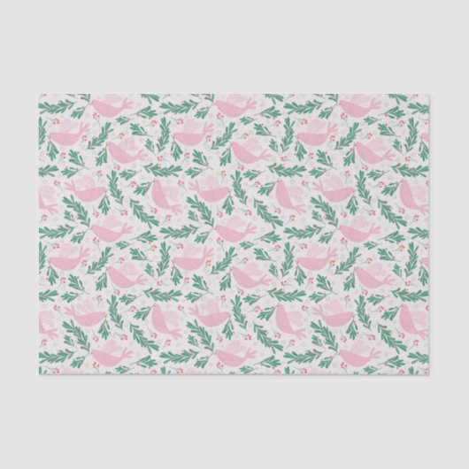 Cute Abstract Pink Christmas Peace Dove Pattern Tissuepapier (Voorkant)