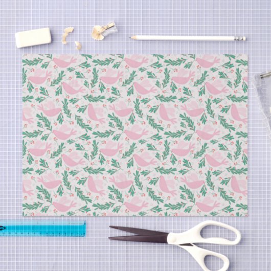 Cute Abstract Pink Christmas Peace Dove Pattern Tissuepapier (Craft)