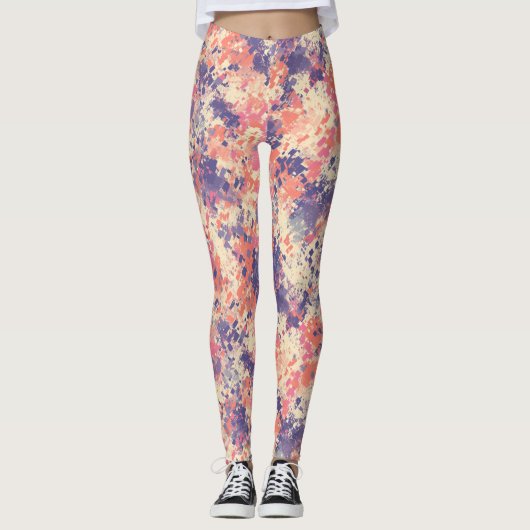 Cute Abstract Purple And Pink Camouflage Pattern. Leggings (Voorkant)