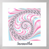 Cute Abstract Roze Blue Fractal Persoonlijk Folie Afdrukken (Voorkant)