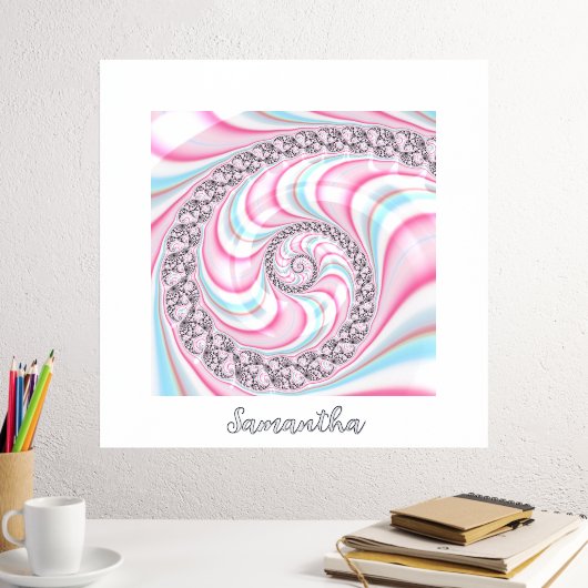 Cute Abstract Roze Blue Fractal Persoonlijk Folie Afdrukken (Insitu (Desk 2))