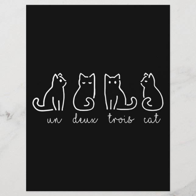 Cute Abstract Un Deux Trois Cat French Kat Briefhoofd (Voorkant)