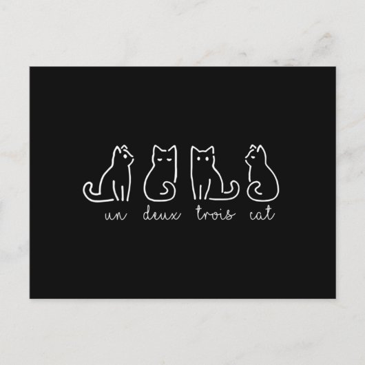 Cute Abstract Un Deux Trois Cat French Kat Briefkaart (Voorkant)