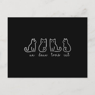Cute Abstract Un Deux Trois Cat French Kat Briefkaart