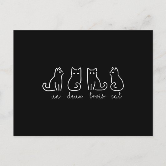 Cute Abstract Un Deux Trois Cat French Kat Briefkaart (Voorkant)