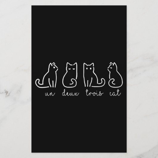 Cute Abstract Un Deux Trois Cat French Kat Briefpapier (Voorkant)
