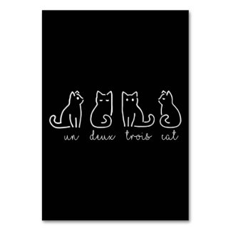 Cute Abstract Un Deux Trois Cat French Kat Kaart