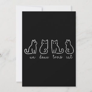 Cute Abstract Un Deux Trois Cat French Kat Kaart