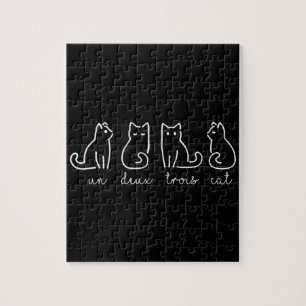 Cute Abstract Un Deux Trois Cat French Kat Legpuzzel