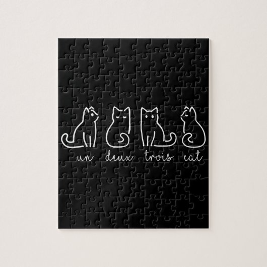 Cute Abstract Un Deux Trois Cat French Kat Legpuzzel (Verticaal)