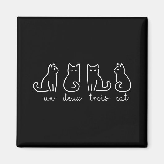 Cute Abstract Un Deux Trois Cat French Kat Magneet (Voorkant)