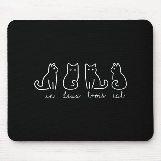 Cute Abstract Un Deux Trois Cat French Kat Muismat (Voorkant)