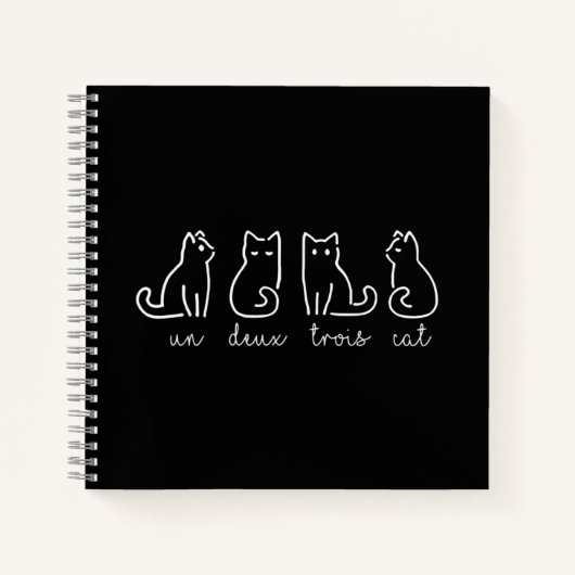 Cute Abstract Un Deux Trois Cat French Kat Notitieboek (Voorkant)