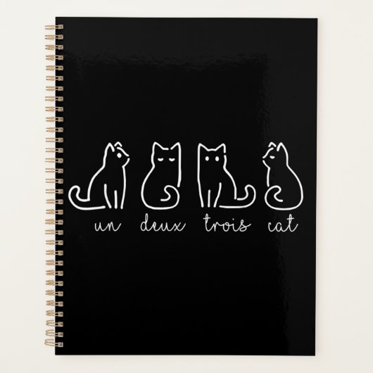 Cute Abstract Un Deux Trois Cat French Kat Planner (Voorkant)