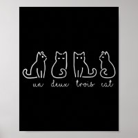Cute Abstract Un Deux Trois Cat French Kat