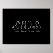 Cute Abstract Un Deux Trois Cat French Kat Poster (Voorkant)