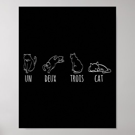 Cute Abstract Un Deux Trois Cat French Kat Poster (Voorkant)