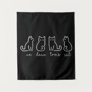 Cute Abstract Un Deux Trois Cat French Kat Wandkleed