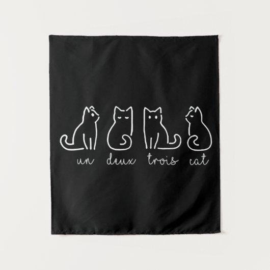 Cute Abstract Un Deux Trois Cat French Kat Wandkleed (Voorkant)