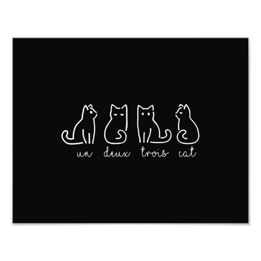 Cute Abstract Un Deux Trois Cat French Kitty Foto Afdruk (Voorkant)