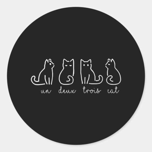 Cute Abstract Un Deux Trois Cat French Kitty Ronde Sticker (Voorkant)