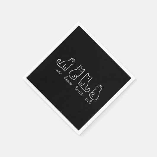 Cute Abstract Un Deux Trois Cat French Kitty Servet (Hoek)