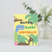 Cute Abstracte Jurrasic Dino Dinosaur Kinderen Bir Briefkaart (Staand voorkant)