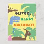 Cute Abstracte Jurrasic Dino Dinosaur Kinderen Bir Briefkaart (Voorkant)