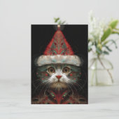 Cute Abstracte Kat Kerstkaarten Feestdagenkaart (Staand voorkant)