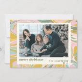 Cute Abstracte marmer Pink Gold Photo Feestdagenkaart (Voorkant)