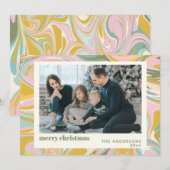 Cute Abstracte marmer Pink Gold Photo Feestdagenkaart (Voorkant / Achterkant)