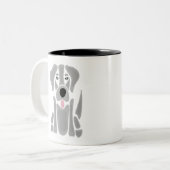 Cute Abstracte Silver Labrador Puppy Dog Tweekleurige Koffiemok (Voorkant links)