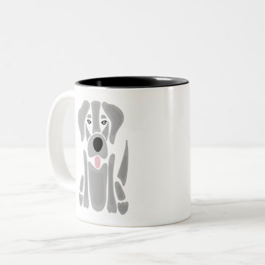 Cute Abstracte Silver Labrador Puppy Dog Tweekleurige Koffiemok (Voorkant links)