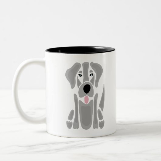 Cute Abstracte Silver Labrador Puppy Dog Tweekleurige Koffiemok (Links)